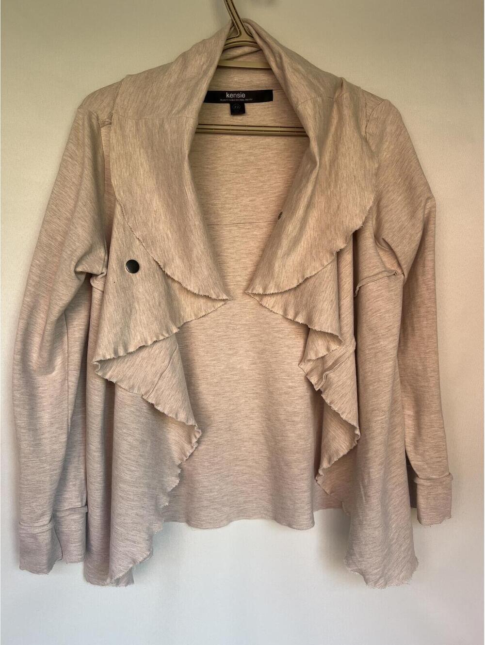Kensie Ruffle Raw Edge Long Sleeve Sweater Women's XL